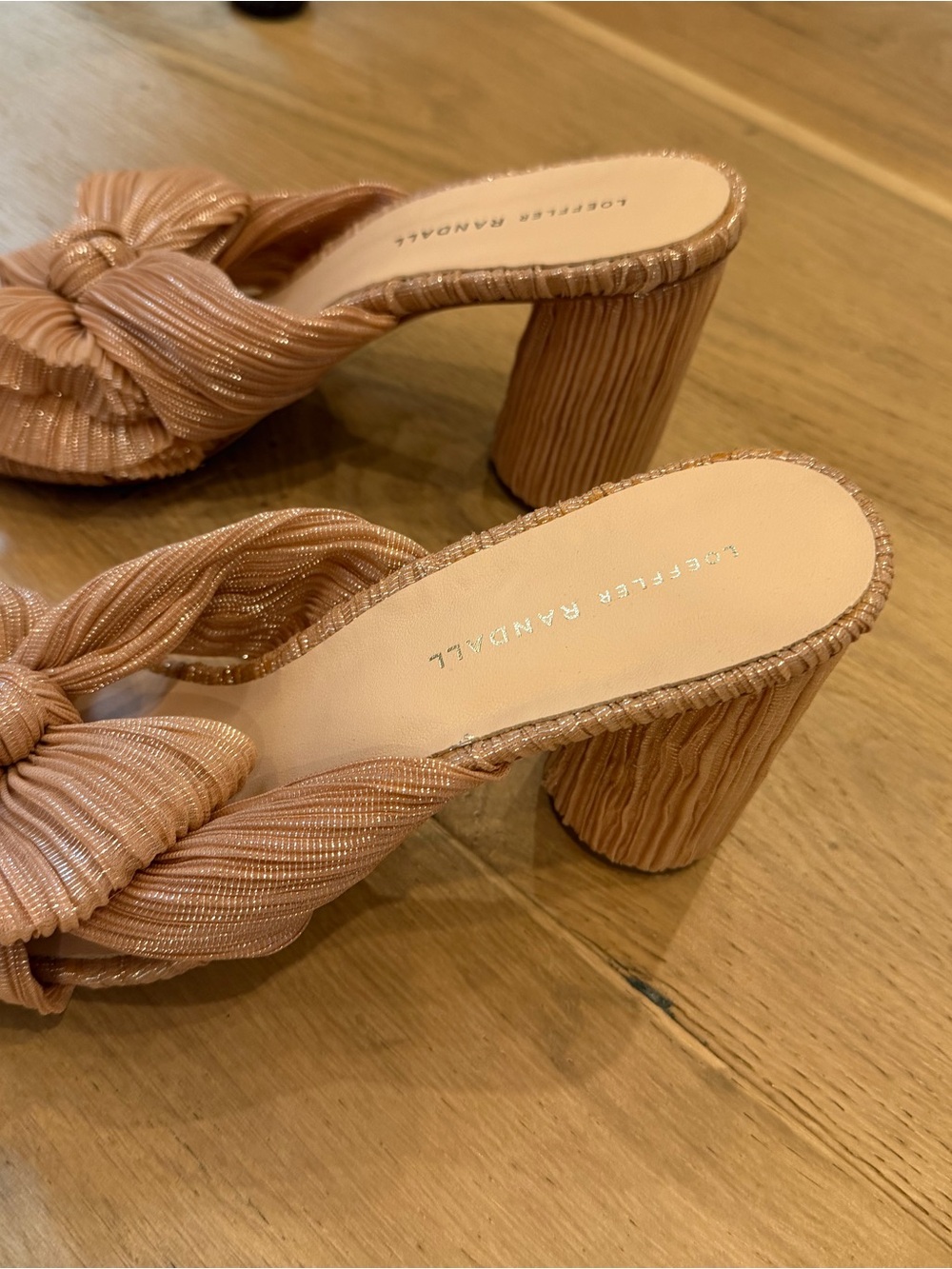 Loeffler Randall Penny Bow Heel Shoes NWOT Size 11 - rose gold shimmer nude - Picture 5 of 5